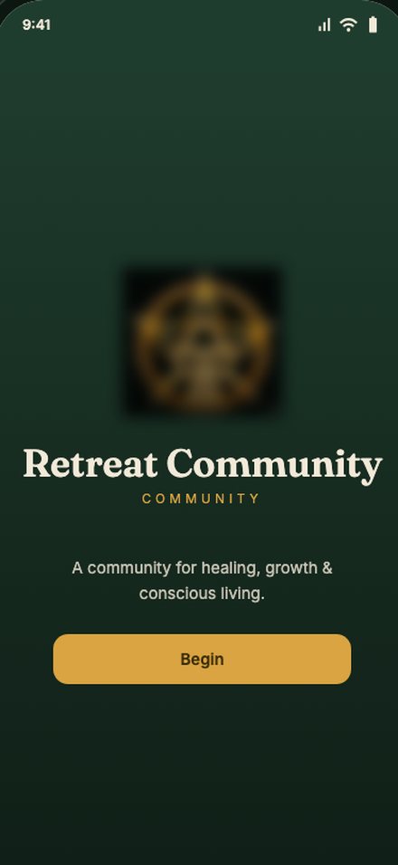 Community, Journaling & Resources App for a Wellness Retreat mobile screen