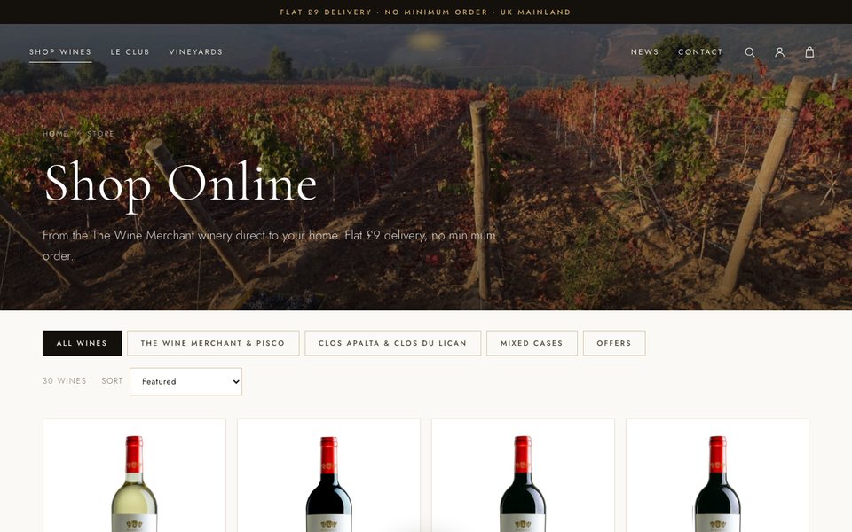 Owned-Platform Commerce for a Fine Wine Importer web screen