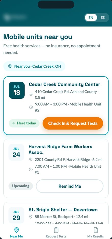 Field Intake & Label-Printing Platform for a Mobile-Health Nonprofit mobile screen